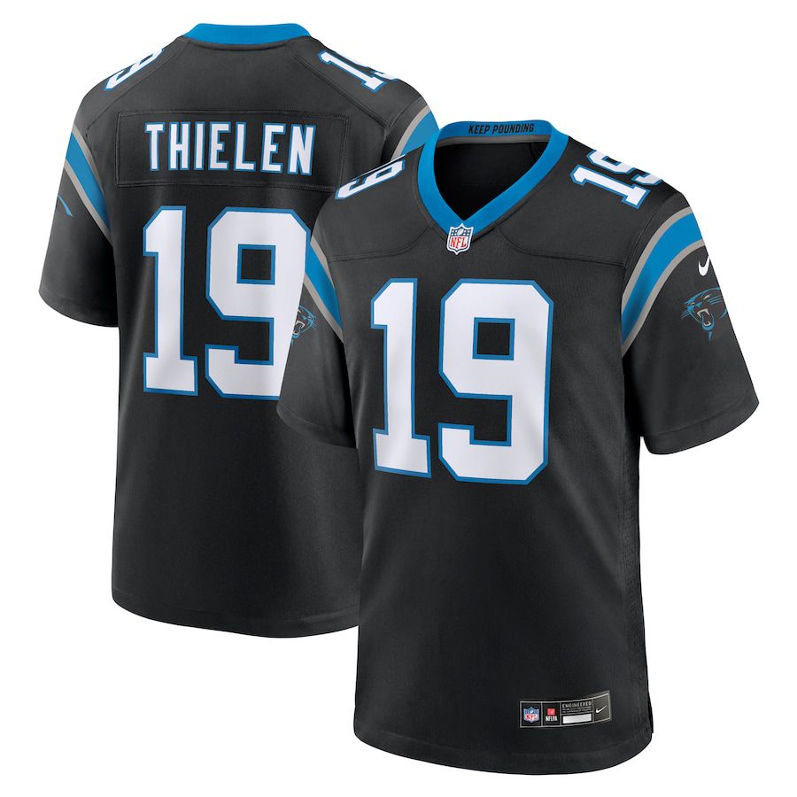 Men Carolina Panthers #19 Adam Thielen Nike Black Team Game NFL Jersey